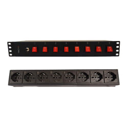 Techly Multipresa a 8 Posti da Rack 19" con 8 Interruttori Luminosi 1,5U
