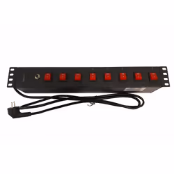 Techly Multipresa a 8 Posti da Rack 19" con 8 Interruttori Luminosi 1,5U