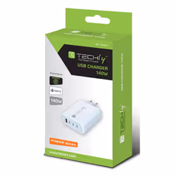Techly IPW-PD140W-WH Caricabatterie per dispositivi mobili Power bank, Smartphone, Tablet, Universale Bianco AC Ricarica rapida Interno