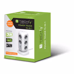 Techly Multipresa da Tavolo Torretta di Alimentazione 11 Prese Schuko 2 USB-A e 2 USB-C