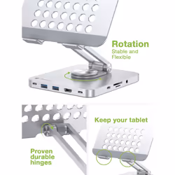 Techly Supporto per Tablet Hub Docking Station USB-C 8 in 1 - Vista aggiuntiva 4