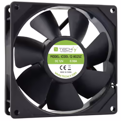Techly Ventola per PC 80x80x25 12V, Modulo ventilatore, Fibra di vetro, Plastica, Nero, 70 °C, -10 °C, 1 ventola(e)