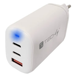 Techly IPW-USB-65W2C1A Caricabatterie per dispositivi mobili Computer portatile, Power bank, Smartphone, Tablet, Universale Bianco AC Ricarica rapida Interno