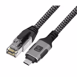 Techly Cavo USB-C Maschio a Ethernet RJ45 Maschio 1m, 1 m, Cat6, F/UTP (FTP), USB Type-A/USB Type-C, RJ-45, Argento, Nero