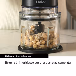 Haier Tritatutto I-Master Serie 5 Nero, 4 lame in acciaio inox, 2 livelli di velocità, Ciotola in vetro 0,5 L - Vista aggiuntiva 7