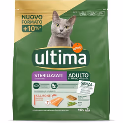 ULTIMA CROCCHETTE PER GATTO ADULTO 1-10 ANNI 440 GR GUSTO SALMONE PER GATTI STERILIZZATI Delizia il tuo gatto con un'esperien ...