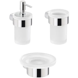 Gedy - Set portaspazzolini, dosasapone e portasapone da muro linea Pirenei cromato