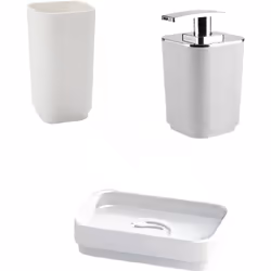 Set completo 3 accessori da bagno in resina color bianco serie Seventy di Gedy Funzionalità, praticità e stile sono i cardini ...