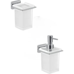 Gedy - Set portaspazzolini e dosasapone da muro linea Atena cromato