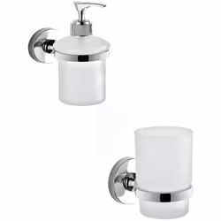 Set 2 accessori da bagno in cromall e vetro satinato Linea Felce Funzionalità, praticità e stile sono i cardini dell’azienda  ...