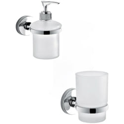 Set portaspazzolini e dosasapone da muro Gedy linea Felce cromato