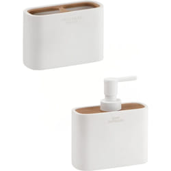 Gedy - Set portaspazzolini/dosasapone d' appoggio linea Ninfea bianco matt
