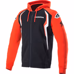Alpinestars Honda Felpa con cappuccio zip, nero-rosso, dimensione L per uomo
