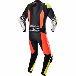 Alpinestars GP Tech 4 Costume intero in pelle per moto, nero-rosso-giallo, dimensione 48 per uomo