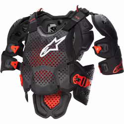 Alpinestars A-10 V2 Protezione toracica, nero-rosso, dimensione XL 2XL per uomo
