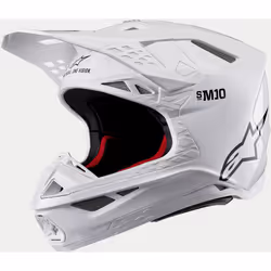 Alpinestars Supertech S-M10 Solid 2024 Casco Motocross, bianco, dimensione S per uomo