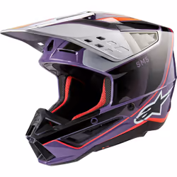 Alpinestars S-M5 Sail 2024 Casco Motocross, nero-porpora-argento, dimensione XL per uomo