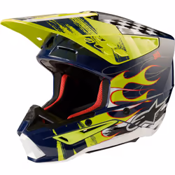 Alpinestars S-M5 Rash Casco Motocross, blu-giallo, dimensione XL per uomo