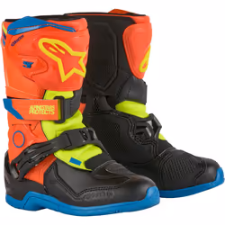Alpinestars Tech 3S Stivali da motocross per bambini, blu-giallo-arancione, dimensione 32