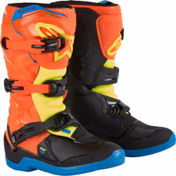 Alpinestars Tech 3S Stivali da motocross giovanile, blu-giallo-arancione, dimensione 34