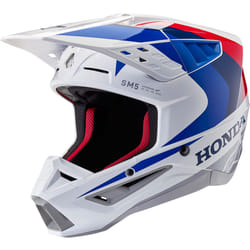 Alpinestars SM5 Honda Casco Motocross, bianco-rosso-blu, dimensione S per uomo