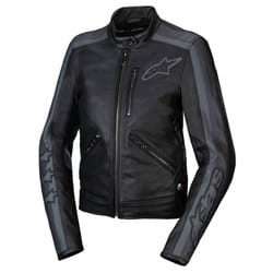 Alpinestars Stella Dyno Giacca in pelle da moto da donna, nero-grigio, dimensione S per donne