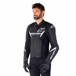 Alpinestars Faster V3 Giacca in pelle da moto, nero-bianco, dimensione 56 per uomo - Vista aggiuntiva 3