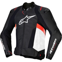 Alpinestars Missile V3 Giacca in pelle da moto, nero-bianco-rosso, dimensione 56 per uomo