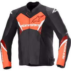 Alpinestars Faster V3 Airflow Giacca in pelle / tessuto da moto traforata, nero-rosso, dimensione 52 per uomo
