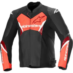 Alpinestars Faster V3 Airflow Giacca in pelle / tessuto da moto traforata, nero-rosso, dimensione 56 per uomo