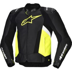 Alpinestars Missile V3 Airflow giacca in pelle da moto traforata, nero-bianco-giallo, dimensione 56 per uomo