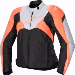 Alpinestars Stella T-Jaws V4 impermeabile Giacca tessile moto da donna, nero-grigio-rosa-arancione, dimensione XS per donne