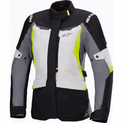 Alpinestars Stella ST-1 impermeabile Giacca tessile moto da donna, nero-grigio-giallo, dimensione XL per donne