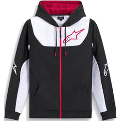 Alpinestars Sessions V3 Felpa con cappuccio e zip, nero-bianco-rosso, dimensione XL per uomo