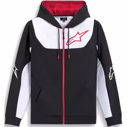 Alpinestars Sessions V3 Felpa con cappuccio e zip, nero-bianco-rosso, dimensione XL per uomo
