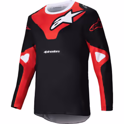 Alpinestars Racer Veil Maglia da motocross, nero-rosso, dimensione 2XL per uomo