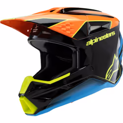 Alpinestars SM3 Fray Casco da motocross giovanile, nero-blu-giallo, dimensione S