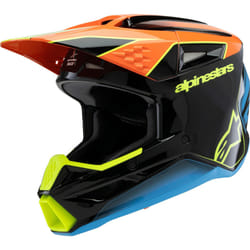 Alpinestars SM3 Fray Casco da motocross giovanile, nero-blu-giallo, dimensione S