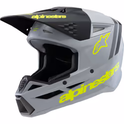 Alpinestars SM3 Radium Casco da motocross giovanile, grigio-giallo, dimensione S