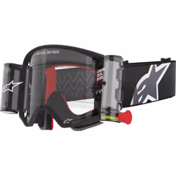 Alpinestars Supertech Corp Stripe Roll-Off Occhiali da motocross, nero-grigio per uomo