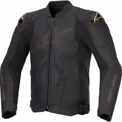 Alpinestars Dusk Giacca in pelle da moto, nero-oro, dimensione 56 per uomo