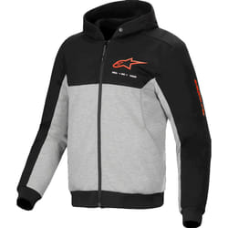 Alpinestars Chrome V2 Duo Sport Felpa con cappuccio e zip da moto, nero-grigio-rosso, dimensione 2XL per uomo