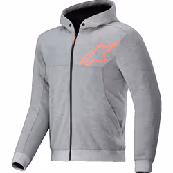 Alpinestars Chrome V2 Sport Felpa con cappuccio e zip da moto, grigio-rosso, dimensione M per uomo