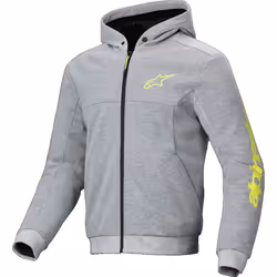 Alpinestars Chrome V2 Sport Felpa con cappuccio e zip da moto, grigio-giallo, dimensione 2XL per uomo