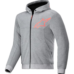 Alpinestars Chrome V2 Sport Felpa con cappuccio e zip da moto, grigio-rosso, dimensione 4XL per uomo