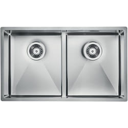 Lavello zeffiro F3' 2 vasche acciaio inox, incasso slim - sottotop - filotop 74,5X44 prof. 19