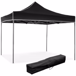 Gazebo pieghevole 3x3 Nero in PVC impermeabile, facile da montare e ideale per eventi all'aperto. Struttura in acciaio antiru ...