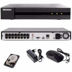 Videoregistratore NVR digitale IP 16CH canali con switch integrato a 16 ports poe+ Hikvision sku. HWN-4216MH Hiwatch series r ...