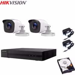 Il kit di videosorveglianza comprende: 1x HWD-5104M Hikvision 4 canali BNC + IP, 1080P - 2 Mpx 2x Telecamere HWT-B120-M Hikvi ...