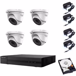 Il kit di videosorveglianza comprende: 1x HWD-5104M Hikvision 4 canali BNC + IP, 1080P - 2 Mpx 4x Telecamere HWT-B120-M Hikvi ...